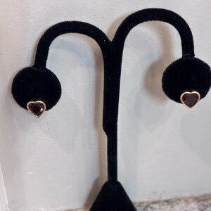 Heart Shaped Garnet Earrings set in 14K Yellow Gold